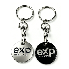 Personalised Wholesale Coin Keyring Shopping Cart Key Chain Custom logo Enamel Sublimation Euro Trolley Coins Token Keychain