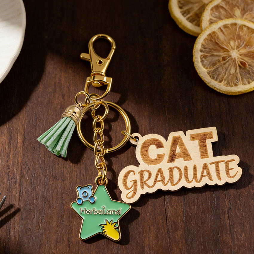 Personalized Unique Design Engraving Wood Keychains logo Manufacturer