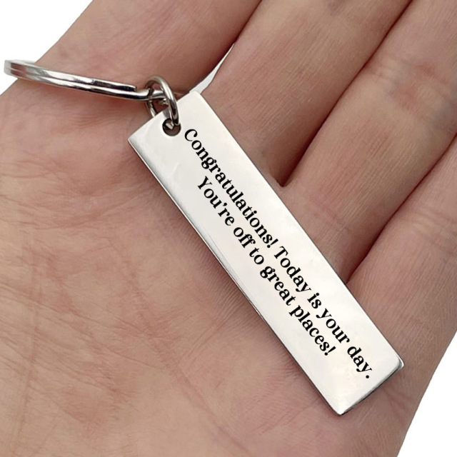 Wholesale Custom Stainless Steel Inspirational Words Matte Print Keychain Blank for Laser Engraving