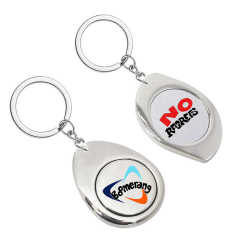 Wholesale Custom Metal Double Sided Printing Trolley Single Coin Holder Key Chain Oem