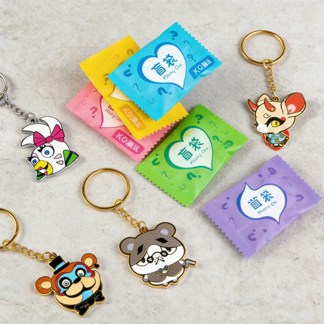 Custom Cute Mini Surprise Gifts Thick Metal Blind Bag Keychain