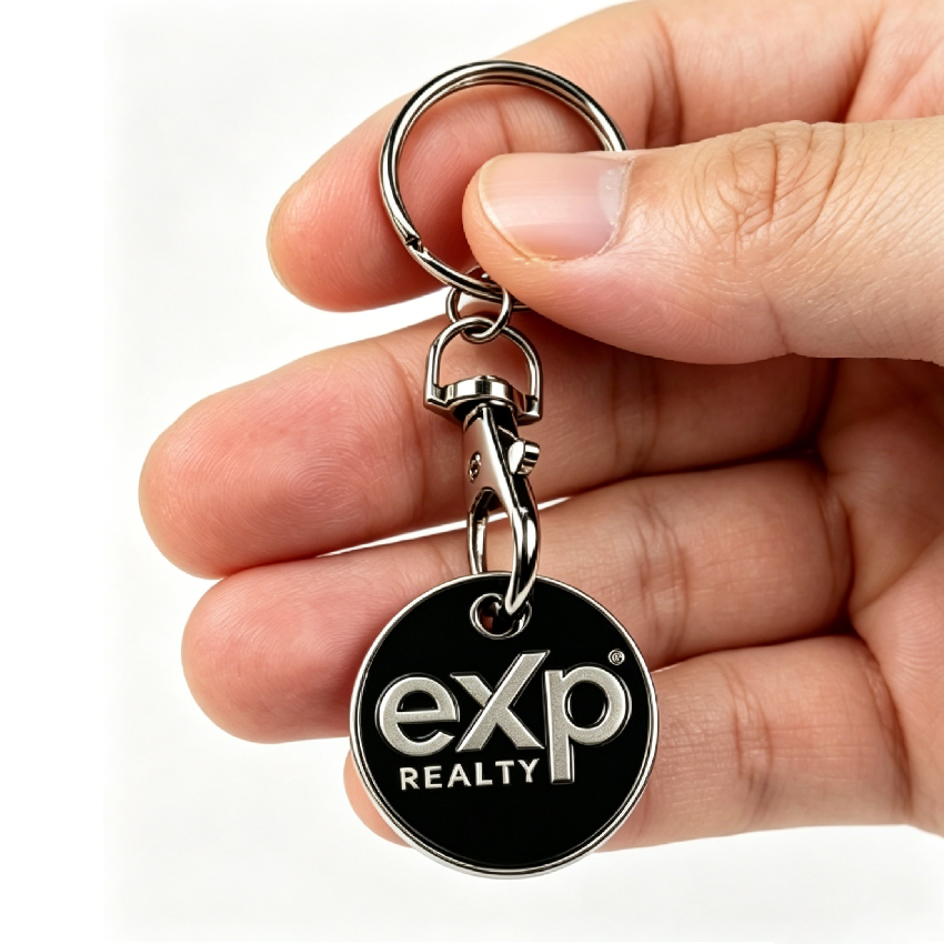 Personalised Wholesale Coin Keyring Shopping Cart Key Chain Custom logo Enamel Sublimation Euro Trolley Coins Token Keychain