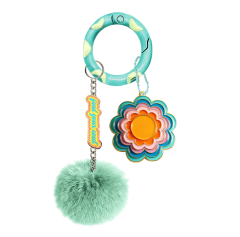 Custom Unique Accessories O Ring Star pink Metal Flower Keychain Engraved