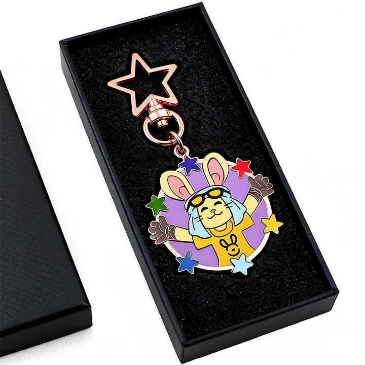 Custom logo Star Clip Metal Pendant Tag Keychain Keyring Box with logo