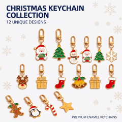 Wholesale Custom Metal Personalized Carved Cute Christmas Gift Keychain Pendant Mystery Box