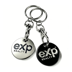 Personalised Wholesale Coin Keyring Shopping Cart Key Chain Custom logo Enamel Sublimation Euro Trolley Coins Token Keychain