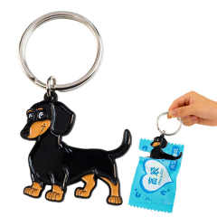 Wholesale Ecofriendly Durable Zinc Alloy Pocket Small Two Sided Dog Initial Keychain Bulk