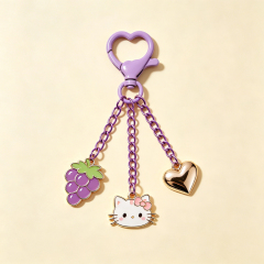 Cute Kawaii Enamel Keychain Custom Painted Animal Charm Heart Clasp Accessory