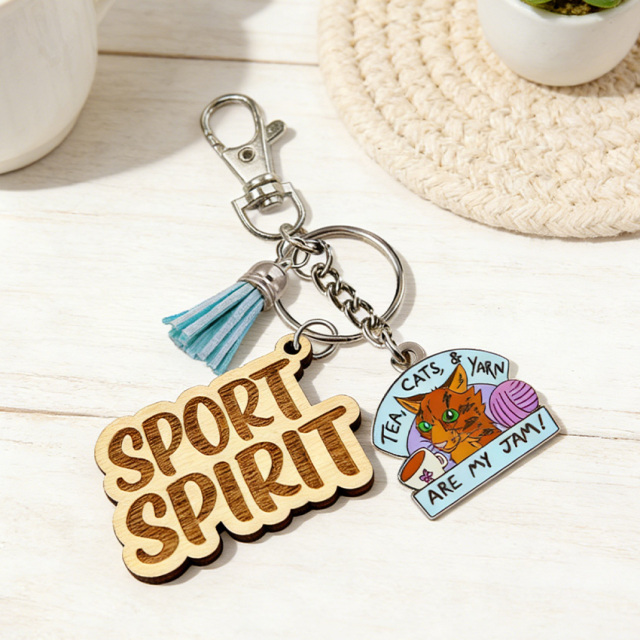 Personalized Unique Design Engraving Wood Keychains logo Manufacturer