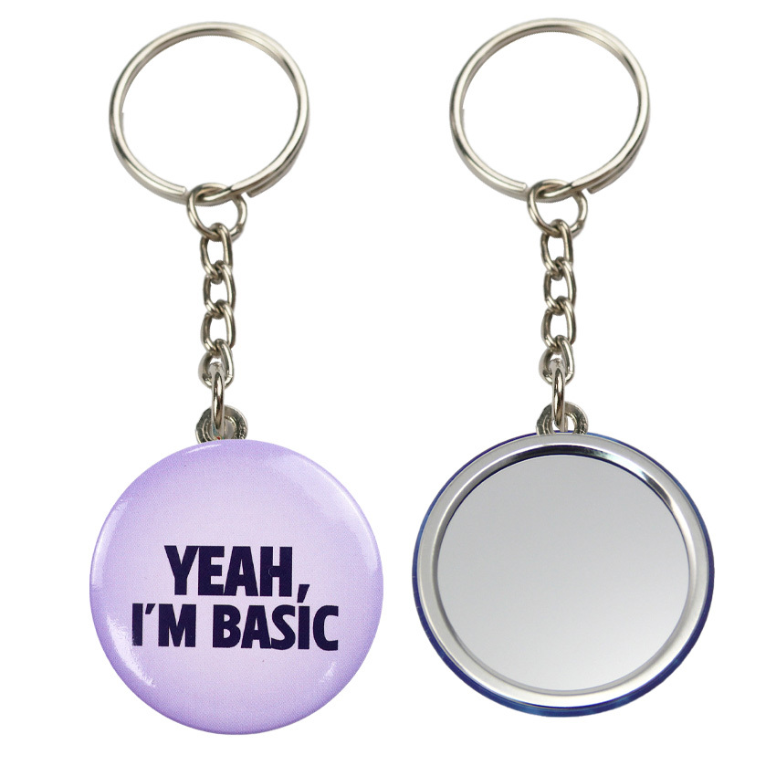 Wholesale Custom Portable Makeup Mirror Keyring Key Chain Wholesale Making Supplies
