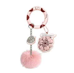 Custom Unique Accessories O Ring Star pink Metal Flower Keychain Engraved
