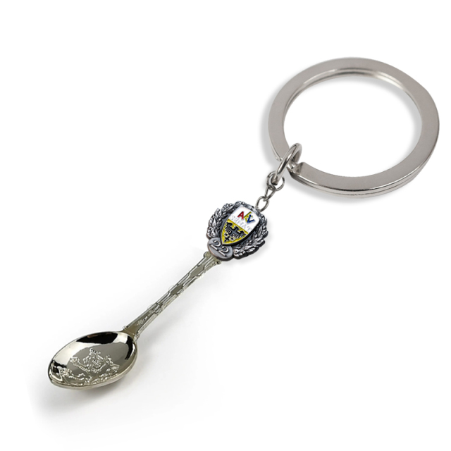 High Quality Custom Souvenirs Gift Shape painted 2d Keyring Metal Mini Spoon Keychain