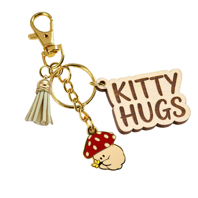Cheap Custom Wood Name Print Metal Souvenir Keychain Keyrings with logo