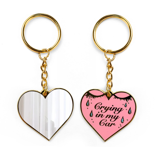 Cheap Free Design Cute Small Mini Polished Keyring Pocket Mirror Keychain