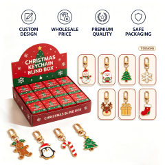 Fast Design Metal Merry Christmas Tree Keychain Christmas Gift Bag Charms with Blind Box