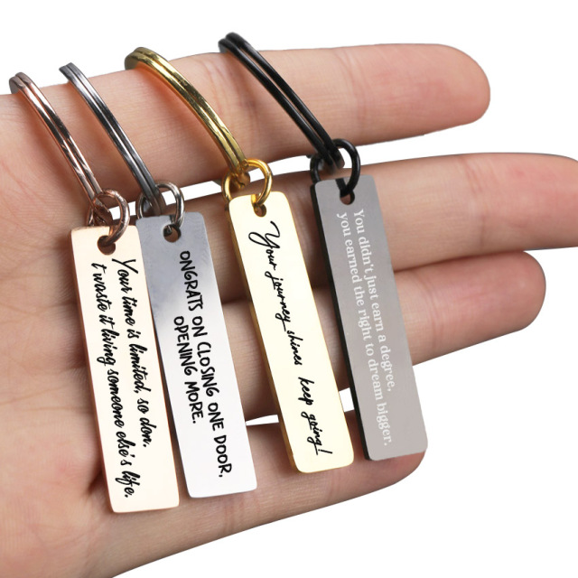 Cheap Custom Rectangle Laser 2026 Metal Graduation Keychain Set for Students