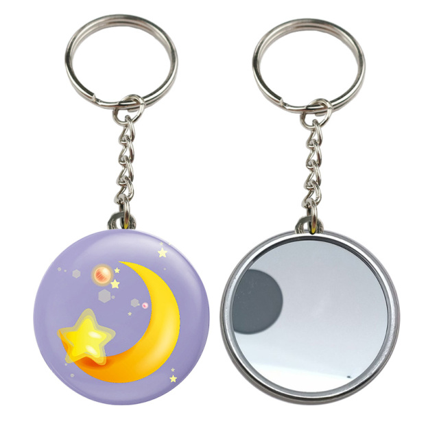 Wholesale Custom Portable Makeup Mirror Keyring Key Chain Wholesale Making Supplies