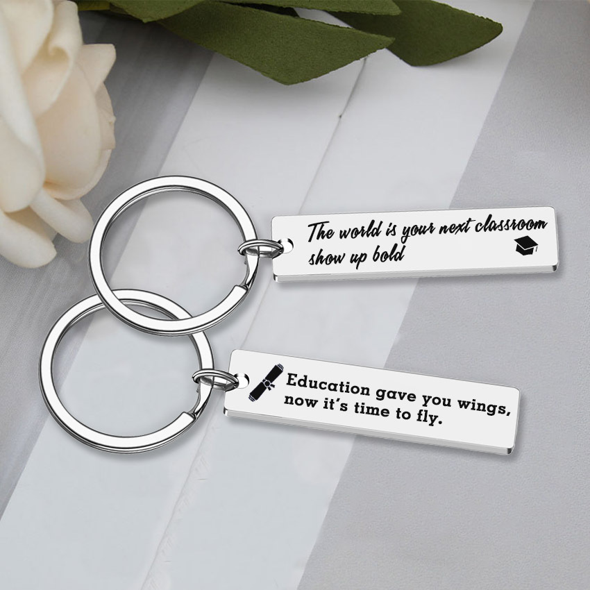 Wholesale Custom Stainless Steel Inspirational Words Matte Print Keychain Blank for Laser Engraving