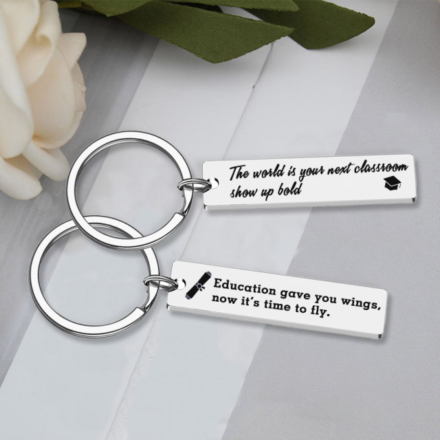 Wholesale Custom Stainless Steel Inspirational Words Matte Print Keychain Blank for Laser Engraving