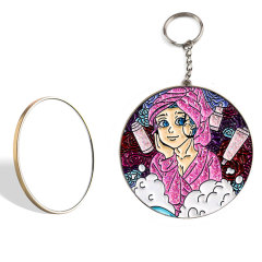 Cheap Free Design Cute Small Mini Polished Keyring Pocket Mirror Keychain