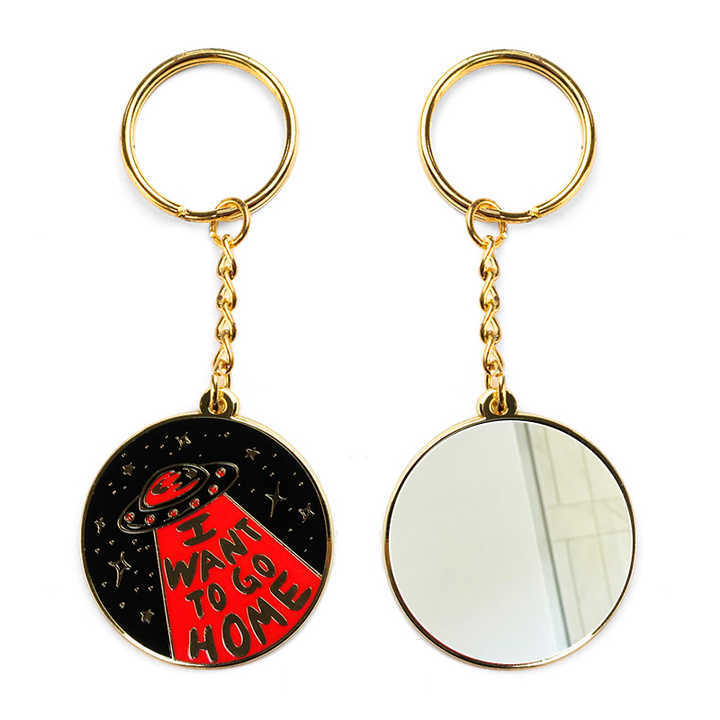 Cheap Free Design Cute Small Mini Polished Keyring Pocket Mirror Keychain