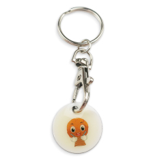 Custom Zinc Alloy Keyring Trolley Coin Round Epoxy Branded Key Chain Set with Token