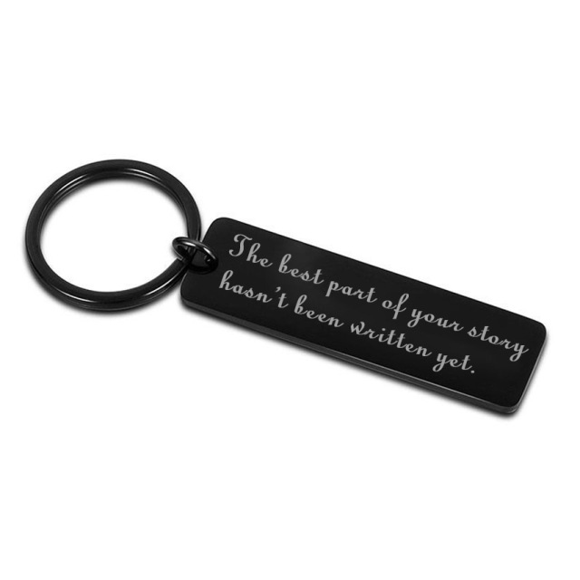 Wholesale Custom Stainless Steel Inspirational Words Matte Print Keychain Blank for Laser Engraving