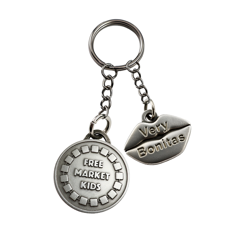 Wholesale Plain Stainless Steel Couple Charm Keyrings Sublimation Double Sided Keychain Charms Small