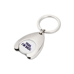 Wholesale Custom Metal Double Sided Printing Trolley Single Coin Holder Key Chain Oem