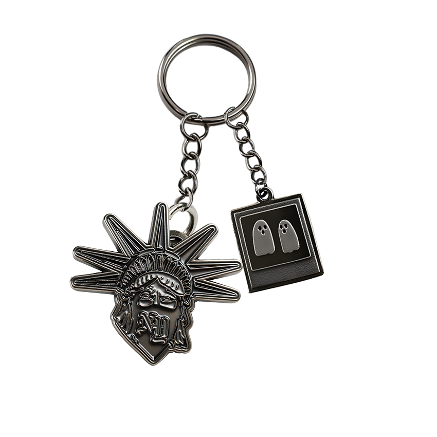 Wholesale Plain Stainless Steel Couple Charm Keyrings Sublimation Double Sided Keychain Charms Small