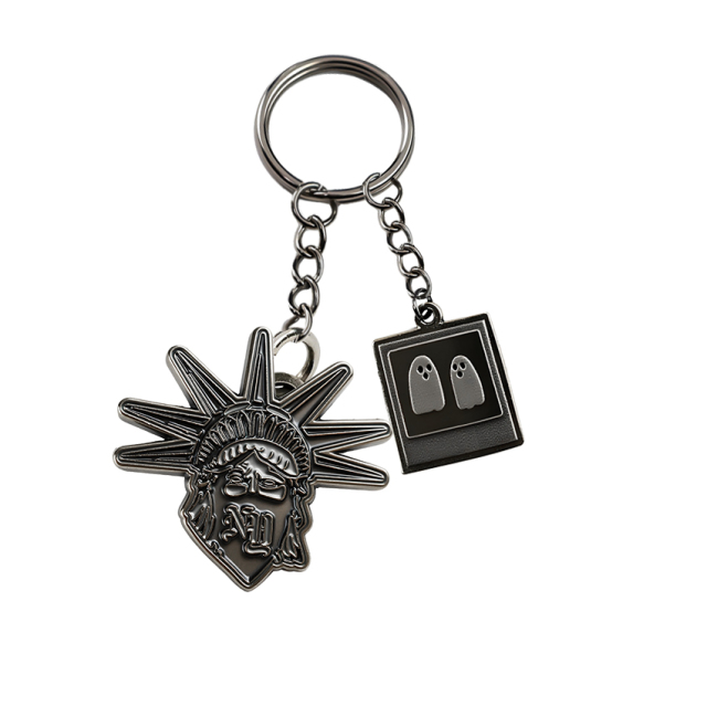 Wholesale Plain Stainless Steel Couple Charm Keyrings Sublimation Double Sided Keychain Charms Small