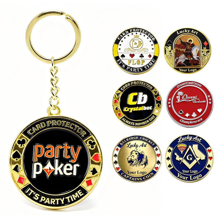 New Design Custom logo Poker Chip Metal Souvenir Keychain