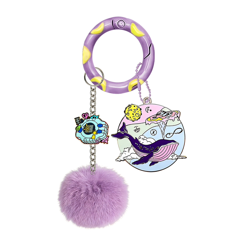 Custom Unique Accessories O Ring Star pink Metal Flower Keychain Engraved