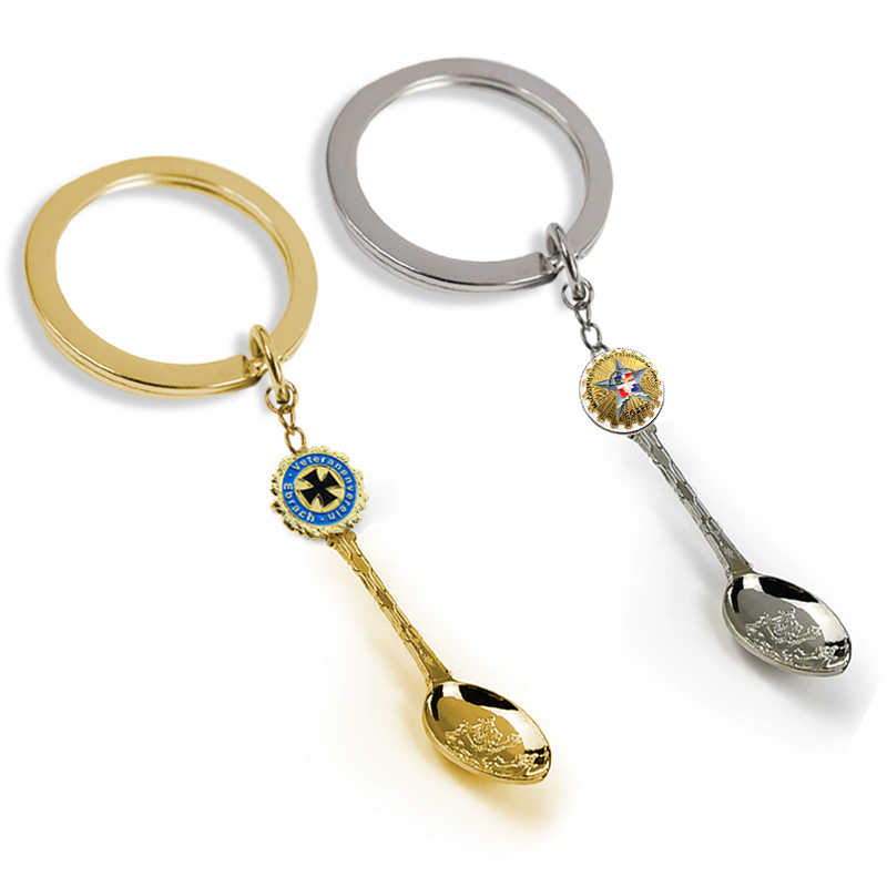 High Quality Custom Souvenirs Gift Shape painted 2d Keyring Metal Mini Spoon Keychain