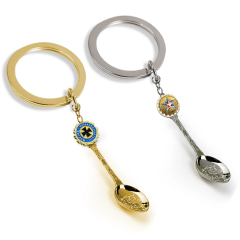 High Quality Custom Souvenirs Gift Shape painted 2d Keyring Metal Mini Spoon Keychain