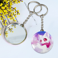 Wholesale Custom Portable Makeup Mirror Keyring Key Chain Wholesale Making Supplies
