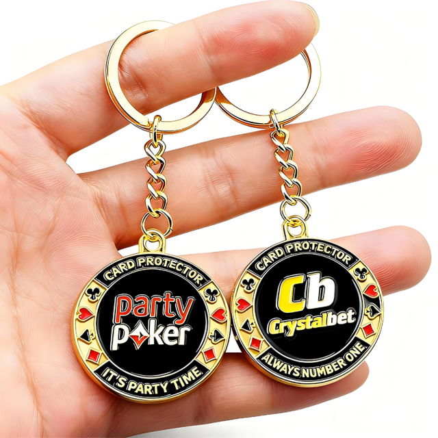 New Design Custom logo Poker Chip Metal Souvenir Keychain