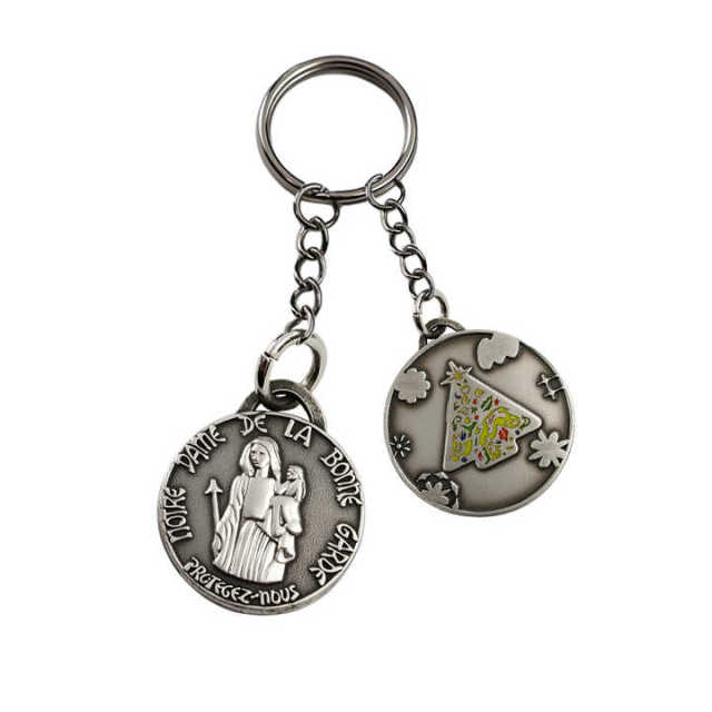 Wholesale Plain Stainless Steel Couple Charm Keyrings Sublimation Double Sided Keychain Charms Small