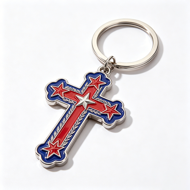 Custom Metal Keychain for USA 250th Anniversary Zinc Alloy 3D Relief Eagle Keyring Soft Enamel Glitter Key Chain Low MOQ