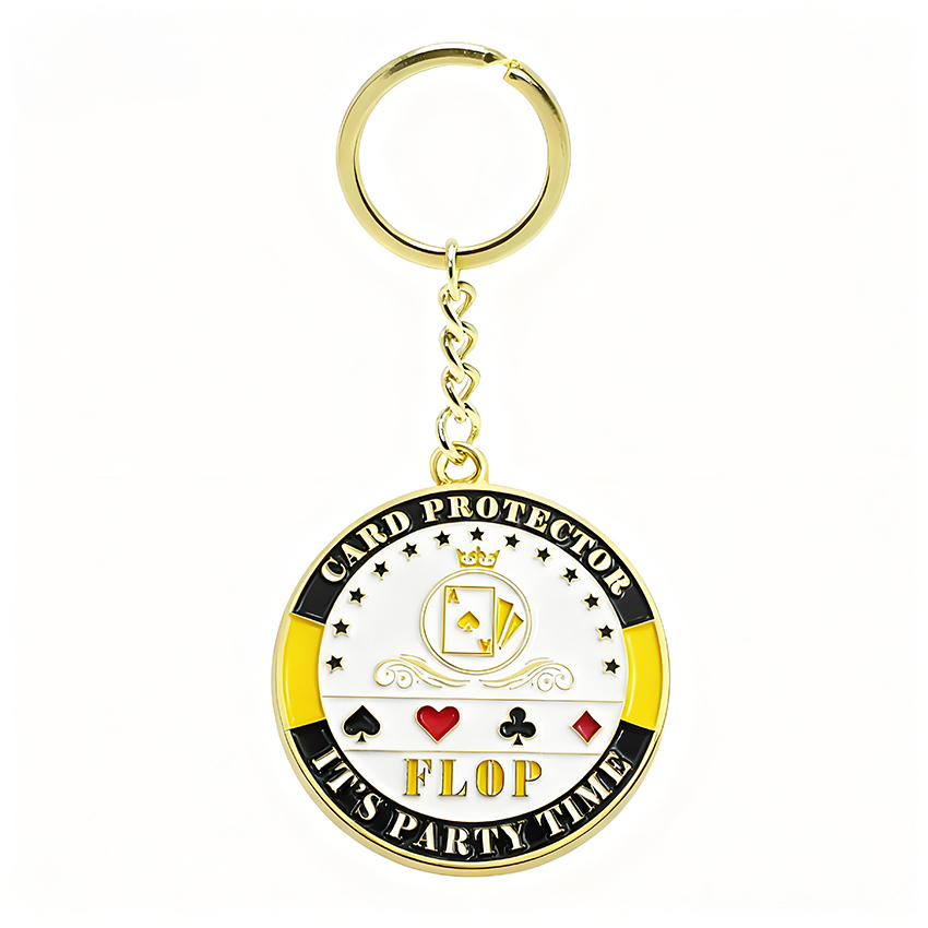 New Design Custom logo Poker Chip Metal Souvenir Keychain