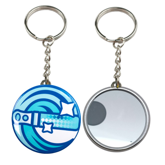 Wholesale Custom Portable Makeup Mirror Keyring Key Chain Wholesale Making Supplies