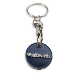 Custom Zinc Alloy Keyring Trolley Coin Round Epoxy Branded Key Chain Set with Token