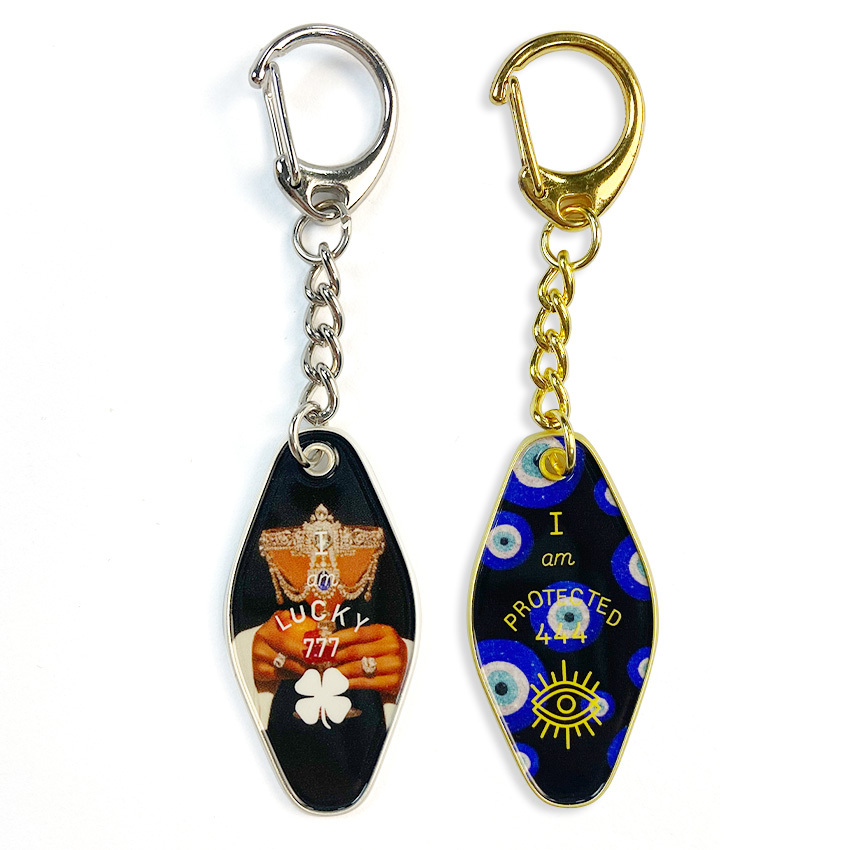 Wholesale Custom Activity Epoxy Doming Keyring Plain Name Tag Charms Key Chains for Bags