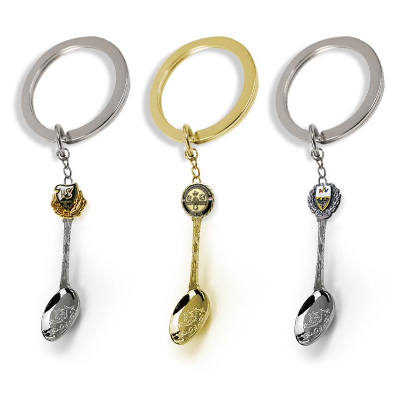 High Quality Custom Souvenirs Gift Shape painted 2d Keyring Metal Mini Spoon Keychain