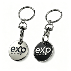 Personalised Wholesale Coin Keyring Shopping Cart Key Chain Custom logo Enamel Sublimation Euro Trolley Coins Token Keychain