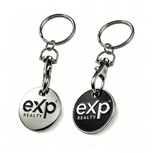 Personalised Wholesale Coin Keyring Shopping Cart Key Chain Custom logo Enamel Sublimation Euro Trolley Coins Token Keychain