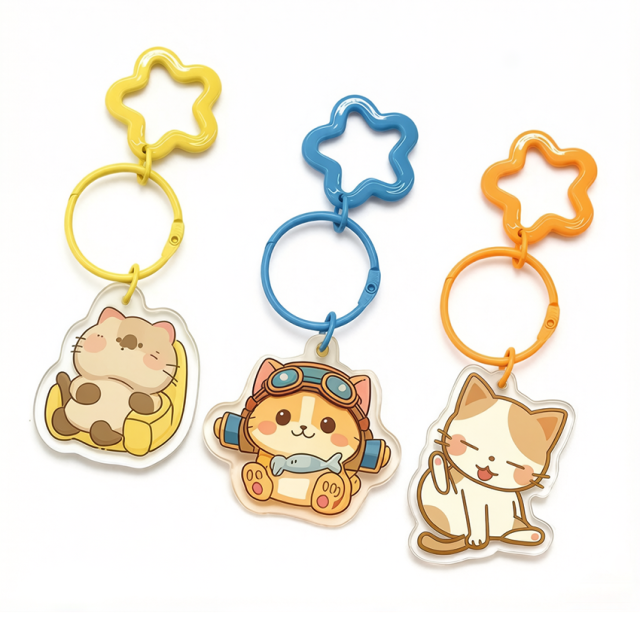 Personalized Clear Epoxy Printed logo Key Chain Anime Custom Acrylic Charm Keychain