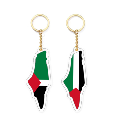 Custom Double Sided Acrylic Transparent Keychain Charm Holographic Palestine Key Chain