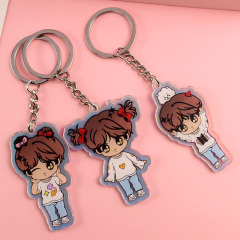 Custom clear Glitter Acrylic Keychains Epoxy Holographic Kpop Printed Acrylic Charms