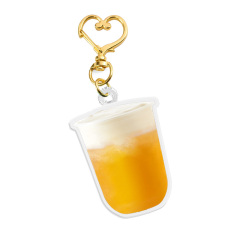 2022 Trending Custom logo Acrylic Charm Crystal Bubble Keyring Clasp Mini Marker Tea Drinker Keychain